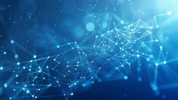 Abstract blue background with white dots connected in the form of low poly network. video