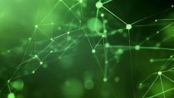 Abstract green background with green dots connected in the form of low poly network. video