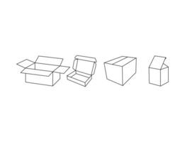 Packaging box outline collection, Set of Box line icons, delivery boxes, cargo box, Open black box in white and black colors. illustration. vector