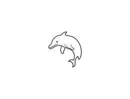 jumping dolphin line icon, Cute dolphin, dolphin line art animal wild life single one line hand drawn illustration isolated. vector