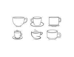 Cup icon set. Hot drink icon. Cups of coffee tea collection. Line sign. Flat style - stock . vector