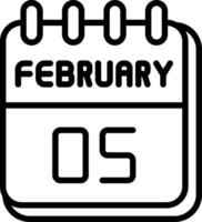 5 February Line Icon Design vector