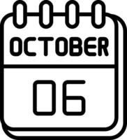 6 October Line Icon Design vector