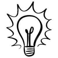 Doodle sketch style of Hand drawn light bulb icon illustration for concept design. vector