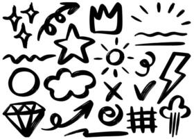 set of Hand drawn doodle elements for concept design isolated on white background. vector