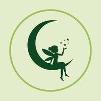Fairy on moon icon abstract background art illustration colorful design vector