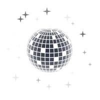 Disco ball in 3d style isolated on white background. 3d disco ball background with stars and glitter. Music dance illustration. vector