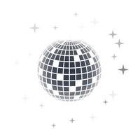 Disco ball in 3d style isolated on white background. 3d disco ball background with stars and glitter. Music dance illustration. vector
