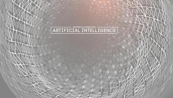 Monochrome artificial intelligence with geometric wireframes vector
