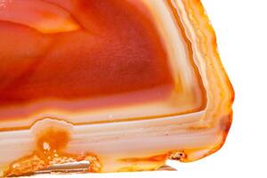 Macro mineral orange agate in crystals on white background photo
