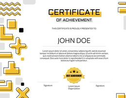 Yellow Theme Organization Achievement Certificate template