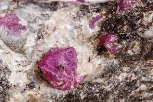 Macro of a mineral Ruby stone on a white background photo