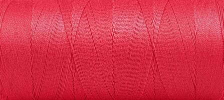 Texture of threads in a spool of red color on a white background photo