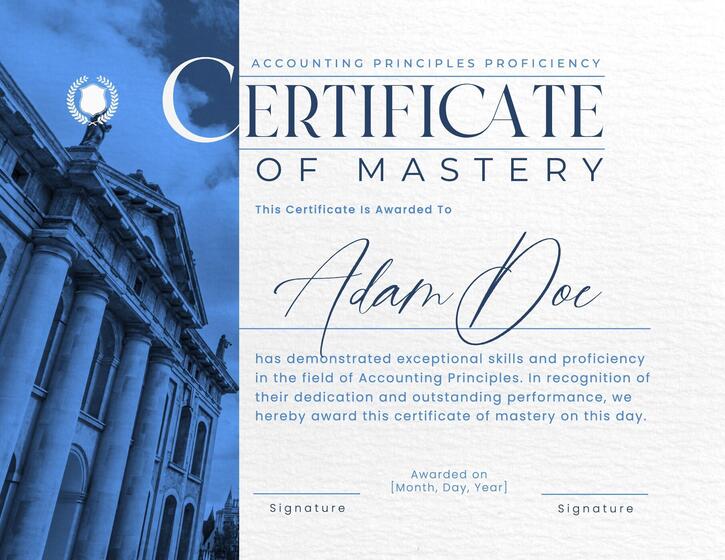 Accounting Principles Proficiency Certificate of Mastery Template