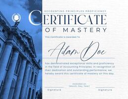 Accounting Principles Proficiency Certificate of Mastery Template