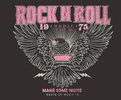 Rock and roll graphic print design for apparel, stickers, posters and background. Eagle fly artwork design for t-shirt and others. vector