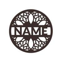 nursery Mandala Flower Name Sign Custom Wall Art Design, vector