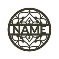 nursery Mandala Flower Name Sign Custom Wall Art Design, vector