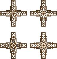 Cnc Laser Cut Moroccan wall Art Metal Geometric Shapes design set vector