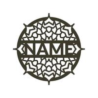 nursery Mandala Flower Name Sign Custom Wall Art Design, vector