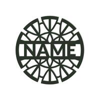 nursery Mandala Flower Name Sign Custom Wall Art Design, vector