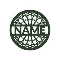 nursery Mandala Flower Name Sign Custom Wall Art Design, vector