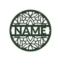 nursery Mandala Flower Name Sign Custom Wall Art Design, vector