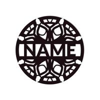 nursery Mandala Flower Name Sign Custom Wall Art Design, vector