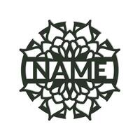 nursery Mandala Flower Name Sign Custom Wall Art Design, vector