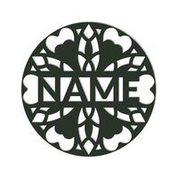 nursery Mandala Flower Name Sign Custom Wall Art Design, vector