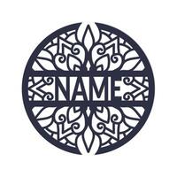 nursery Mandala Flower Name Sign Custom Wall Art Design, vector