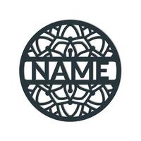 nursery Mandala Flower Name Sign Custom Wall Art Design, vector