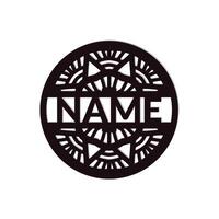 nursery Mandala Flower Name Sign Custom Wall Art Design, vector