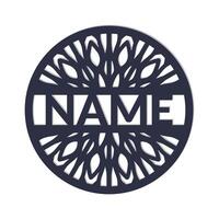 nursery Mandala Flower Name Sign Custom Wall Art Design, vector