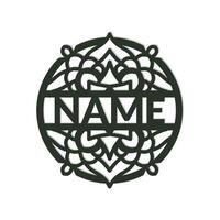 nursery Mandala Flower Name Sign Custom Wall Art Design, vector