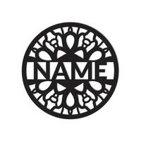 nursery Mandala Flower Name Sign Custom Wall Art Design, vector