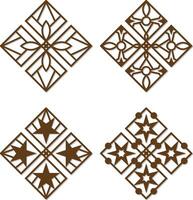Cnc Laser Cut Moroccan wall Art Metal Geometric Shapes design set vector