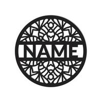 nursery Mandala Flower Name Sign Custom Wall Art Design, vector