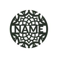 nursery Mandala Flower Name Sign Custom Wall Art Design, vector