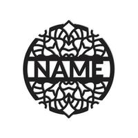 nursery Mandala Flower Name Sign Custom Wall Art Design, vector