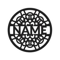 nursery Mandala Flower Name Sign Custom Wall Art Design, vector