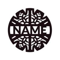 nursery Mandala Flower Name Sign Custom Wall Art Design, vector