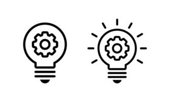 Gear light bulb icon. Implementation, development concept vector