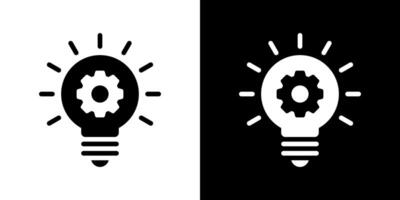 Gear on light bulb icon. Development, implementation concept vector