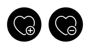 Add and remove wishlist love icon on black circle. Favorite product concept vector