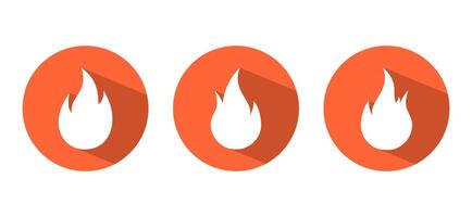 Simple fire flame, bonfire icon with long shadow vector