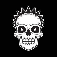 skull art illustration hand drawn black and white vector
