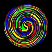 Bright round pattern in the form of a multi-colored spiral on a black background vector
