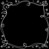 Abstract white frame drawn in doodle style on a black background vector