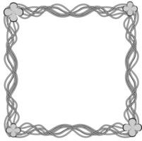 Quadrangular frame of gray color in the form of wavy lines with a floral pattern on a white background vector